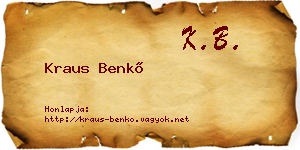 Kraus Benkő névjegykártya